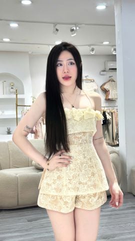 SET REN HAI DÂY HOA NỔI PHỐI QUẦN SHORT (V05)
