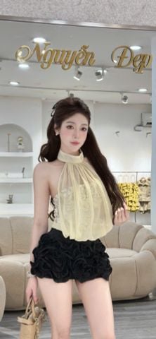 Áo cổ yếm voan rũ dáng bồng tiểu thư (R26)