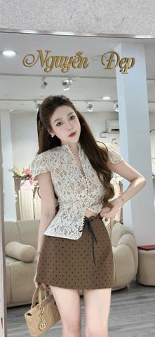 Set áo ren phối chân váy chấm bi (S45)