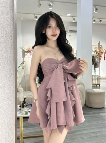 Đầm cúp ngực phối nơ to (S44)