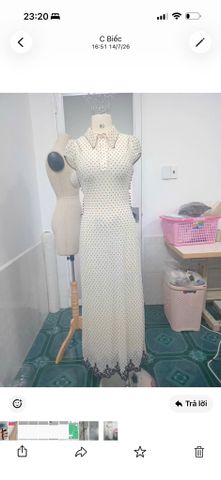 Đầm dáng dài cổ sơ mi chiết eo (U18)
