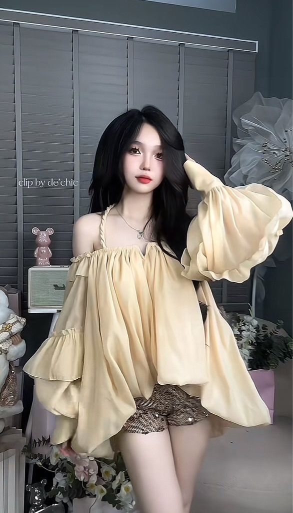 Set áo bồng cổ yếm kèm kim sa (E28)