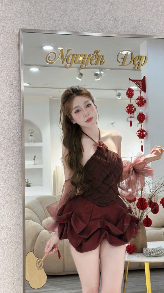 Set áo yếm đan lưới phối chân váy tacta (O36)