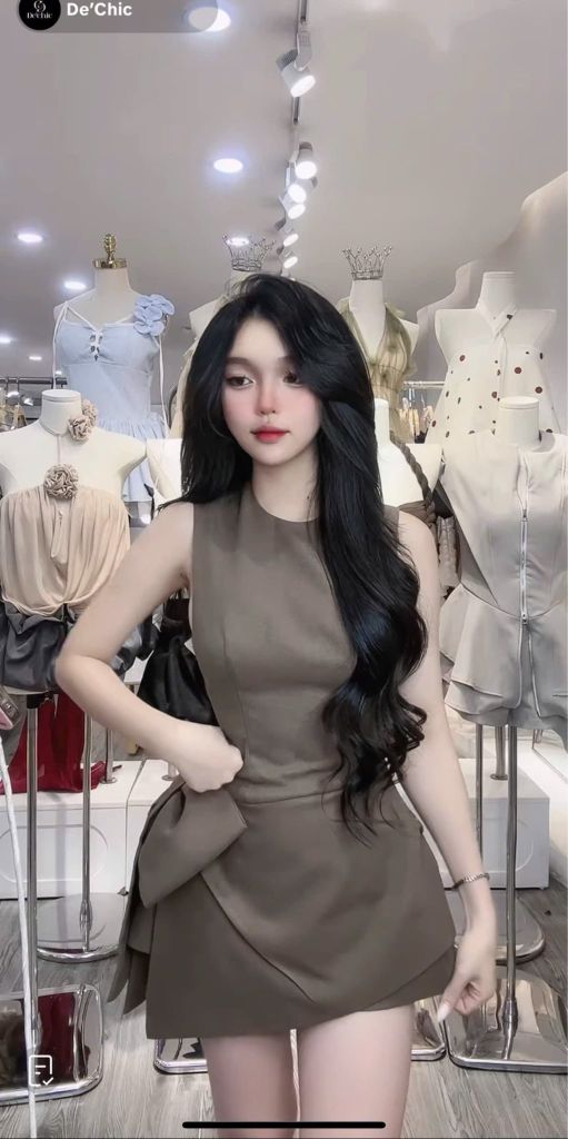 Đầm sát nách phối lưới ôm dáng xẻ tà cách điệu đính nơ to ( H07)