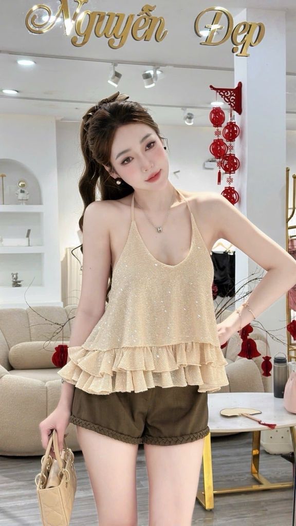 Set áo dây kim sa phối quần viền bính (P14)