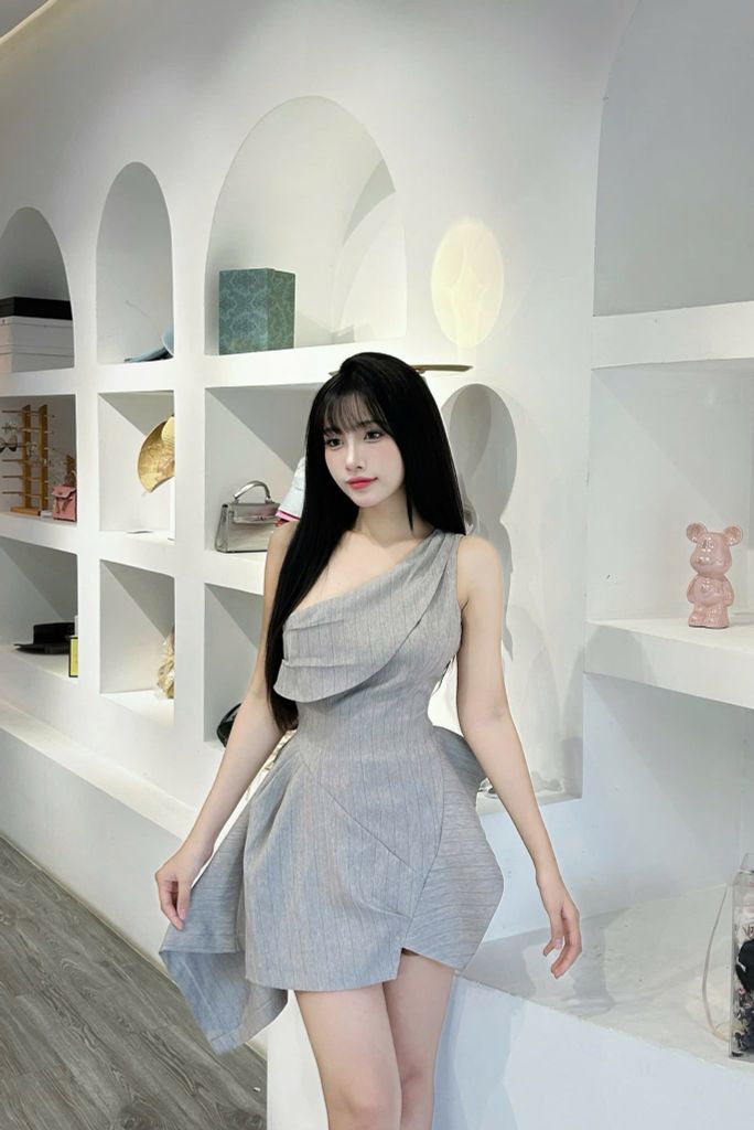 Set áo lệch vai kèm quần phối tà kiểu (G21)