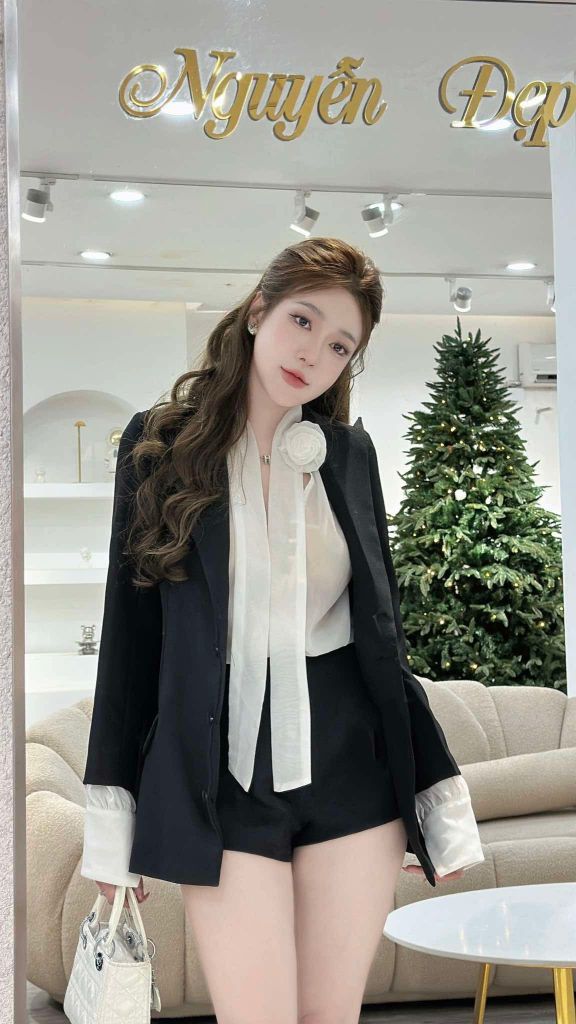 Set áo blaze phối sơ mi voan tơ & quần short (L73)