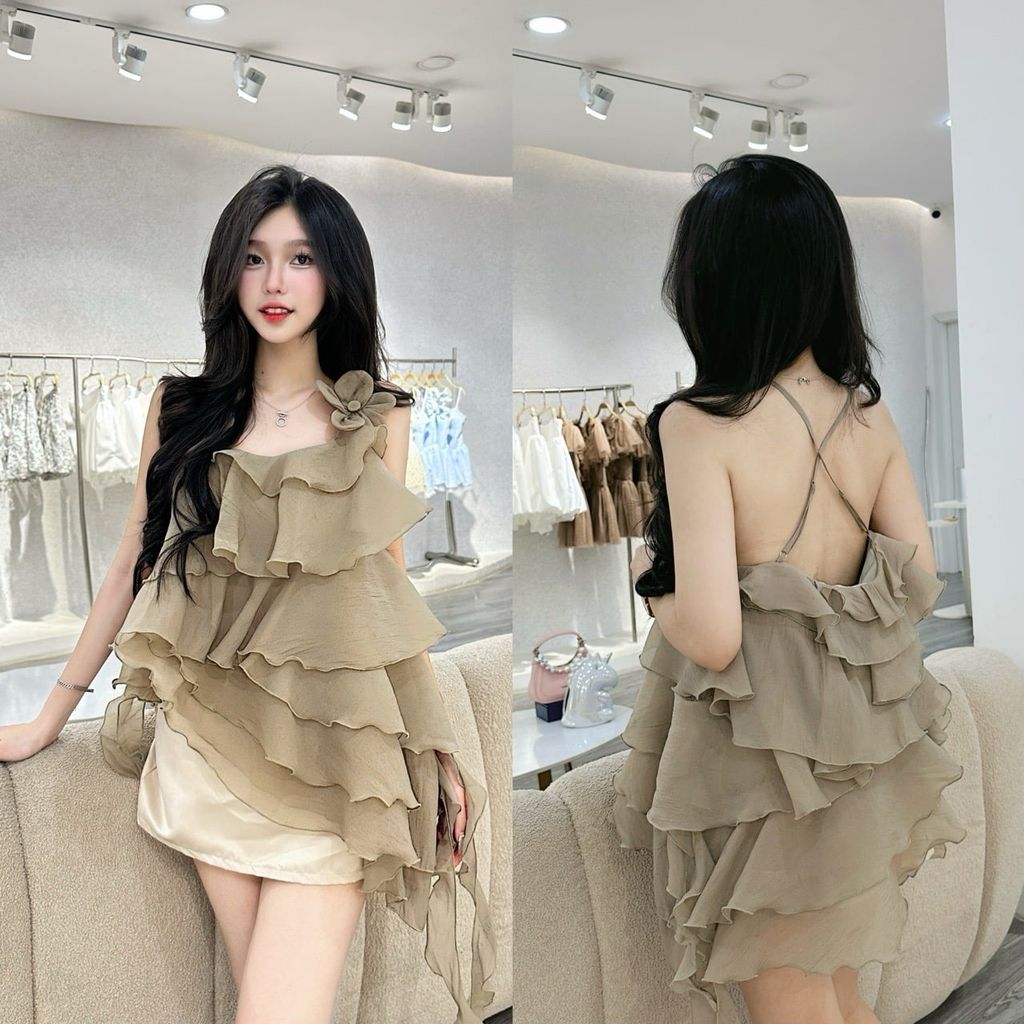 Set áo 2s tầng voan đính hoa (J37)