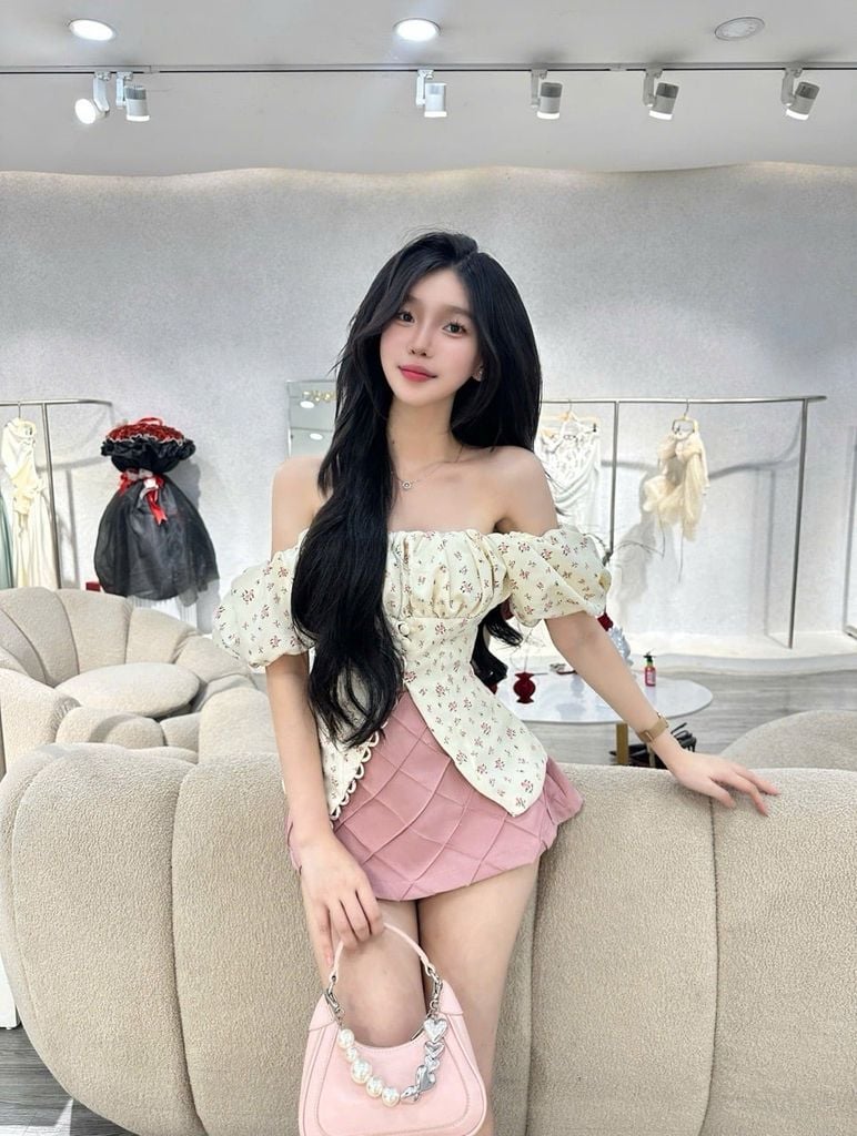 Set Áo Bẹt Vai Vải Linen Cài Nút – Chân Váy from A (P02)