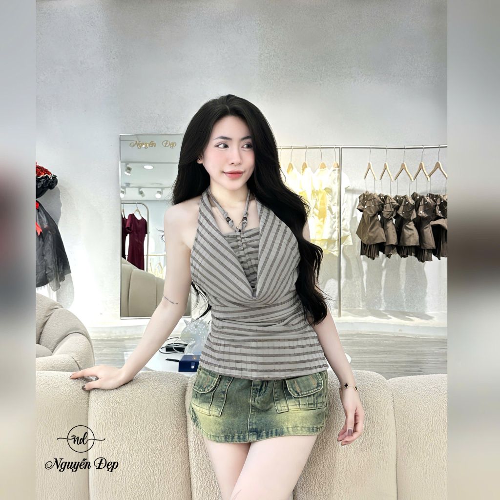 Áo cổ yếm cổ đổ dáng ôm body sexy (F43)