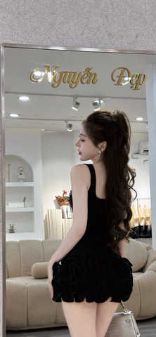 Set 3 chi tiết gồm áo quây, áo hai dây và chân váy bèo tầng 3D (Q23)