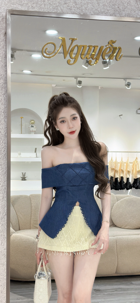 Set Áo Trễ Vai Phối Chân Váy Dáng Xòe (P39)