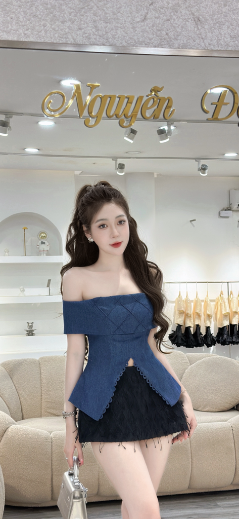 Set Áo Trễ Vai Phối Chân Váy Dáng Xòe (P39)