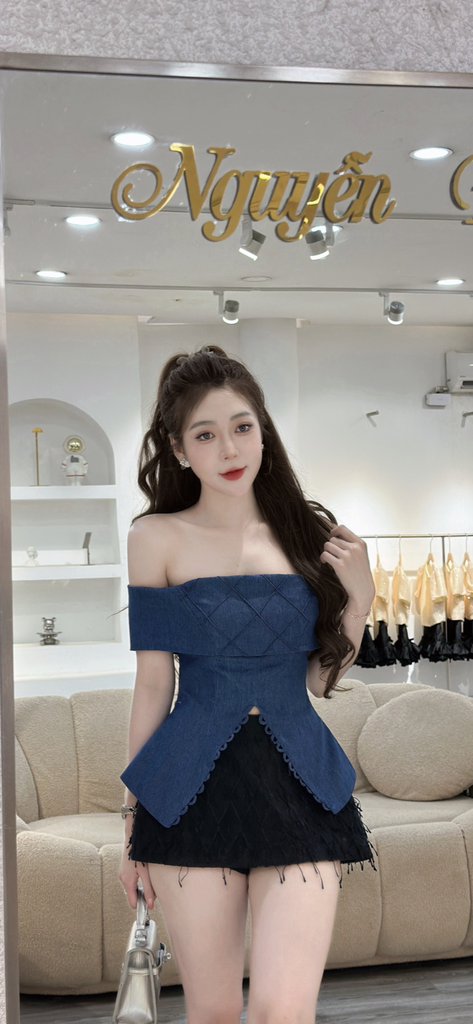 Set Áo Trễ Vai Phối Chân Váy Dáng Xòe (P39)