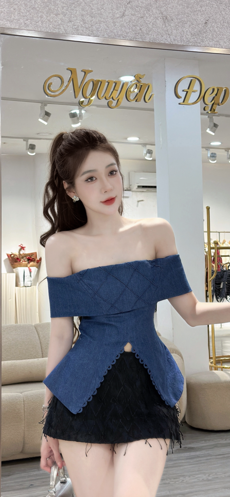 Set Áo Trễ Vai Phối Chân Váy Dáng Xòe (P39)