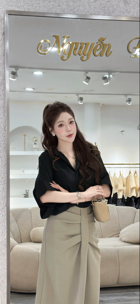 Áo kiểu tay lỡ form loose sang trọng (Q77)