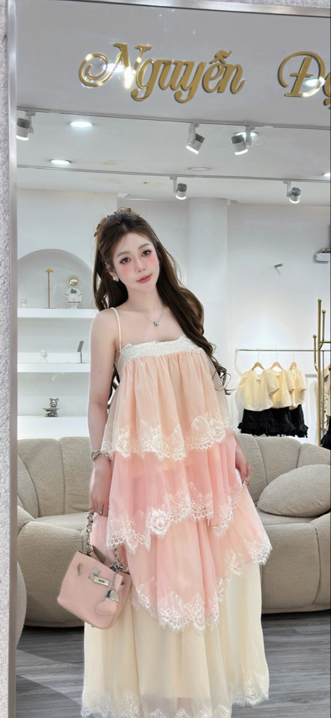 Set Áo Hai Dây Phối Cùng Chân Váy Dáng Dài Vải Tơ (Q10)