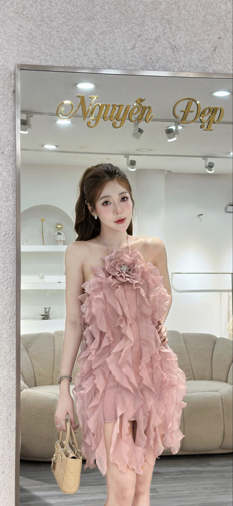Đầm Hoa 3D Tầng Voan Dáng Xòe (R31)