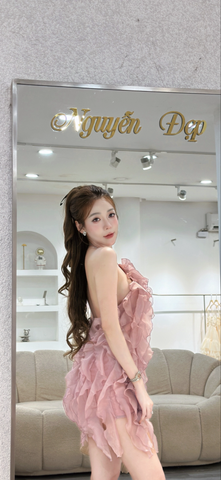 Đầm Hoa 3D Tầng Voan Dáng Xòe (R31)