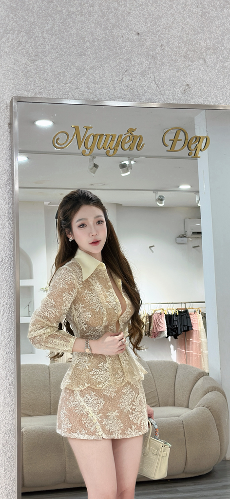 Set Áo Cổ Sơ Mi Phối Chân Váy Form A (T61)