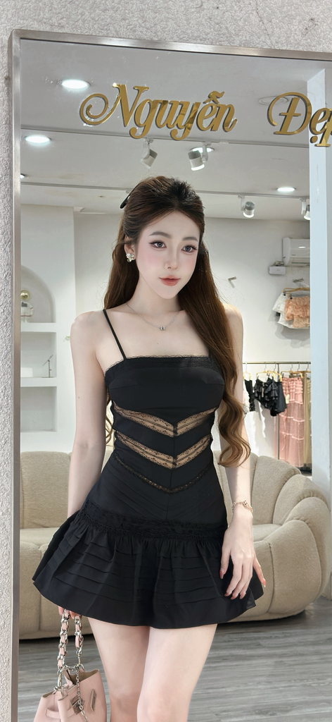Đầm Corset Hai Dây Ôm Eo Xòe Bèo Tầng (U09)