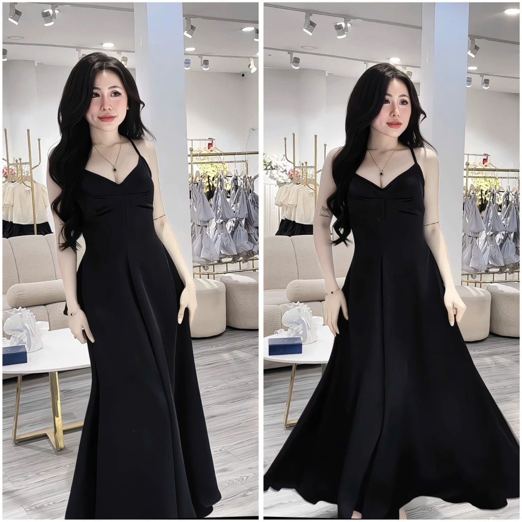 Đầm Lụa Tiểu Thư Hở Lưng – Nơ Xếp Tinh Tế (K13)