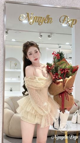 Set áo ren lưới hoa phối quần tacta (L47)