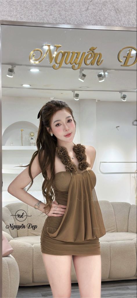 Đầm cúp ngực ôm body phối dây hoa (R43)