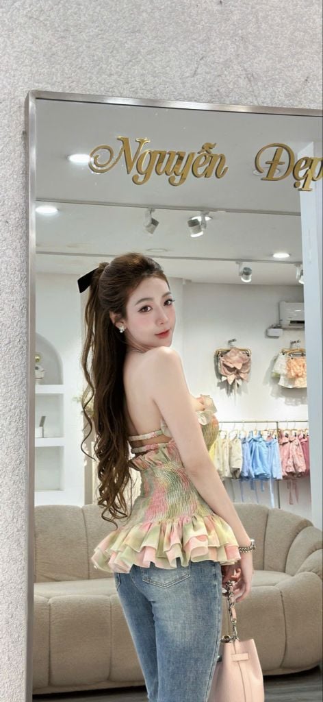 Áo bèo nhún loang hồng xanh ( R59 )