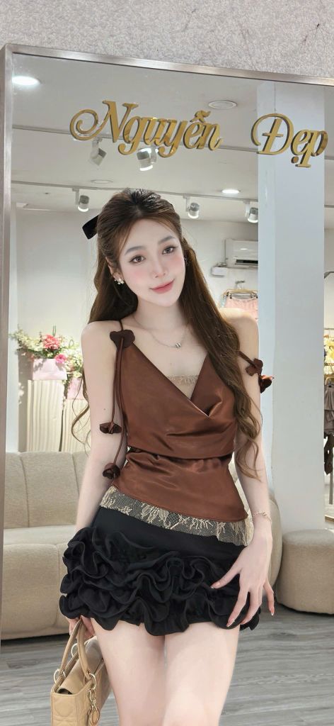 Áo 2 Dây Lụa Phối Kim Sa (S16)