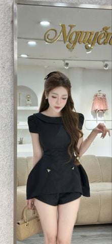 Set áo cổ tròn dáng peplum phối quần short (S21)