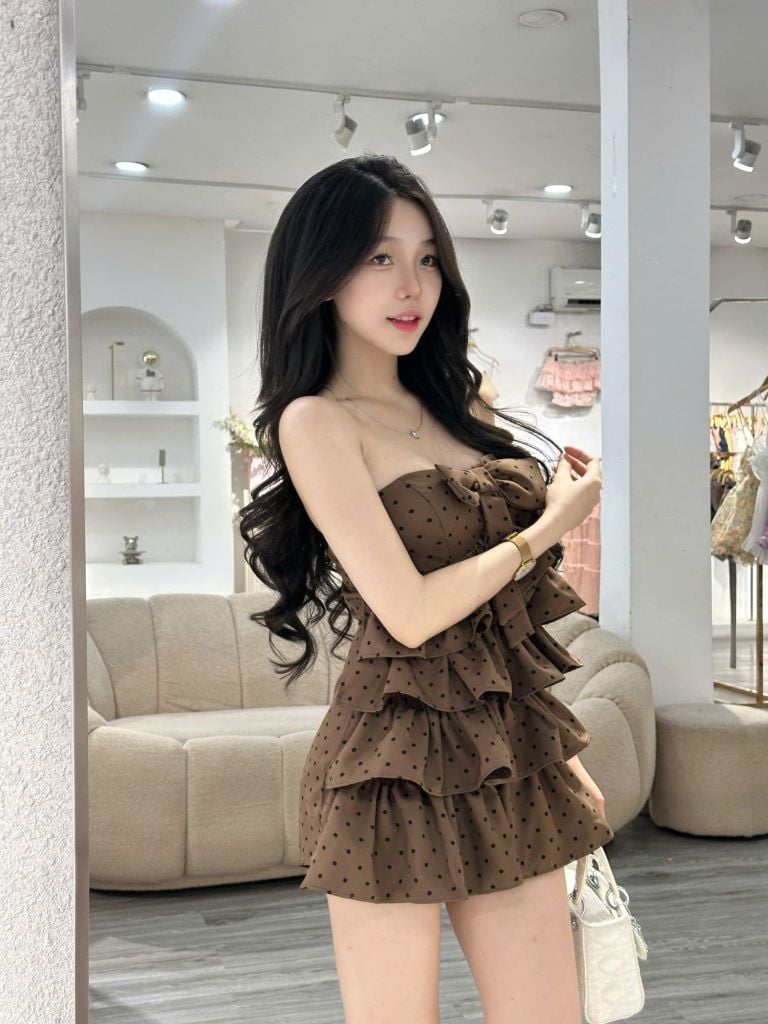 Đầm cúp ngực phối nơ to (S44)