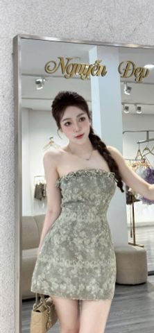 Đầm cúp ngực from chữ A ngắn tôn eo phối nơ (S60)