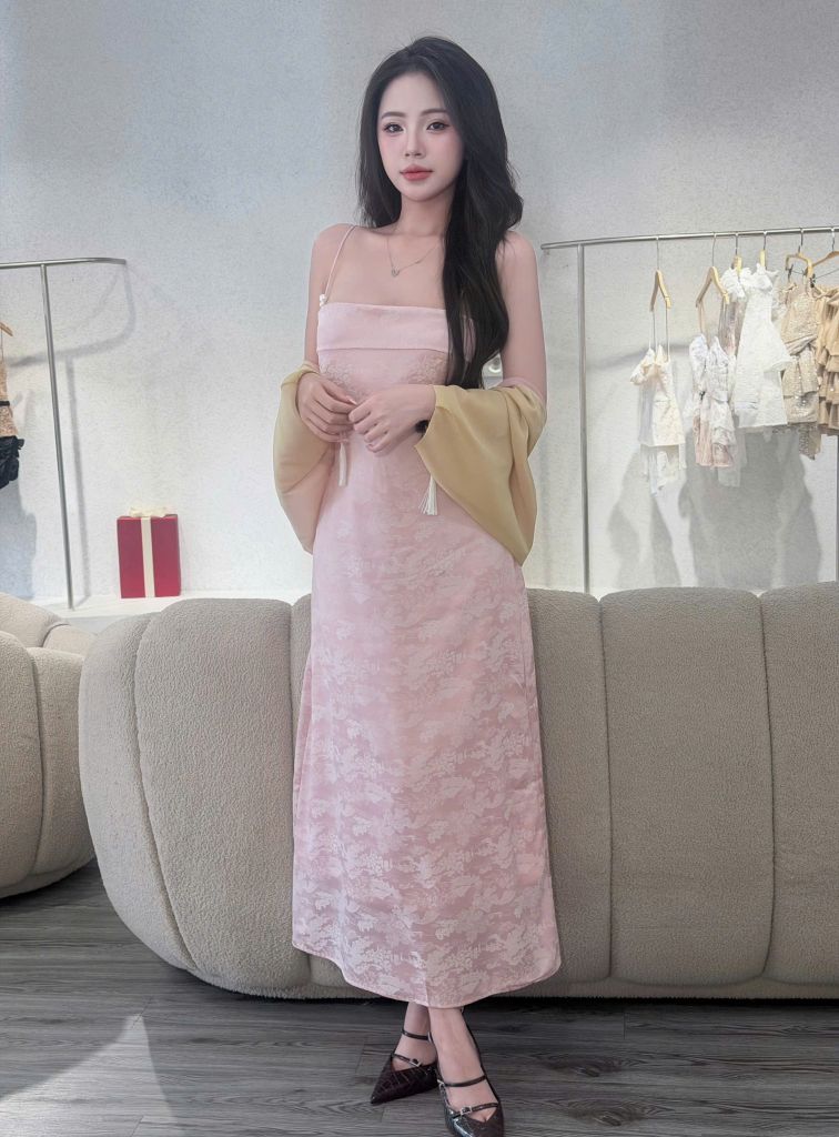 Đầm Hai Dây Kèm Choàng Voan (U71)
