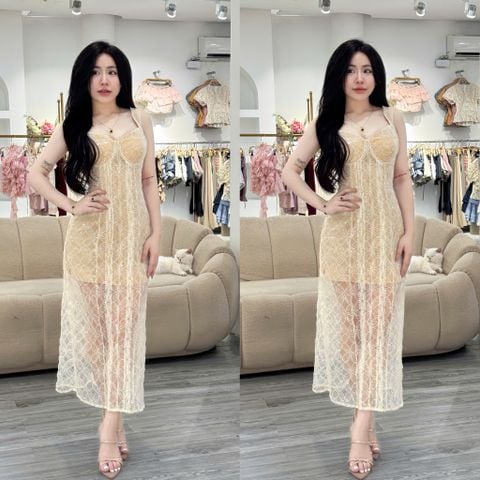 ĐẦM 2 DÂY BẢN TO PHỐI LƯỚI THÊU HOẠ TIẾT (V52)