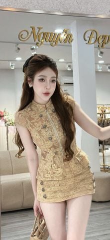 Set áo dáng peplum phối chân váy A (V67)
