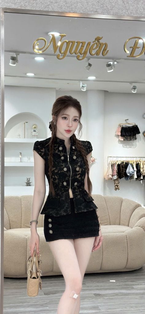Set áo dáng peplum phối chân váy A (V67)