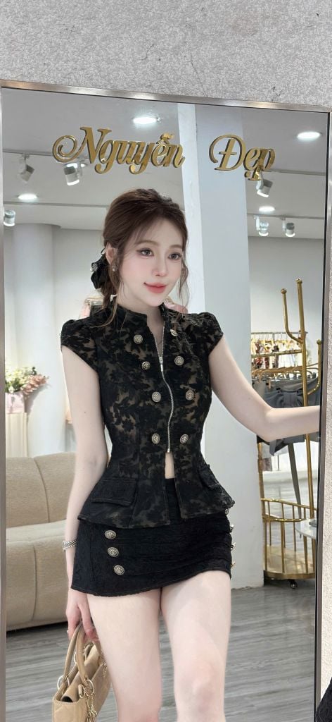 Set áo dáng peplum phối chân váy A (V67)