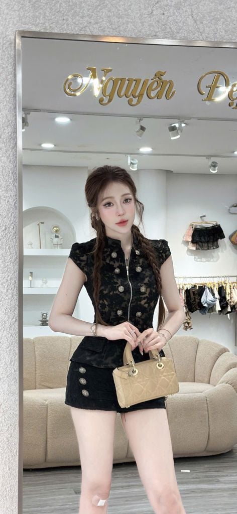 Set áo dáng peplum phối chân váy A (V67)