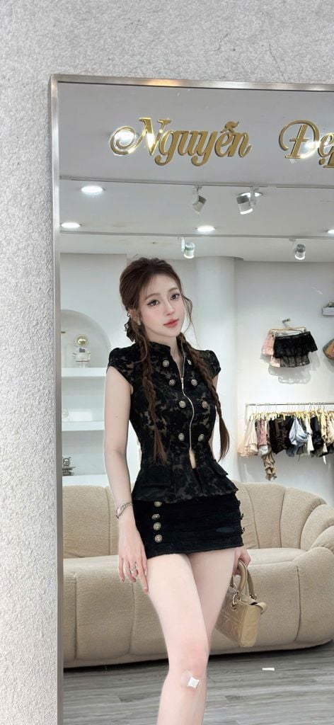 Set áo dáng peplum phối chân váy A (V67)