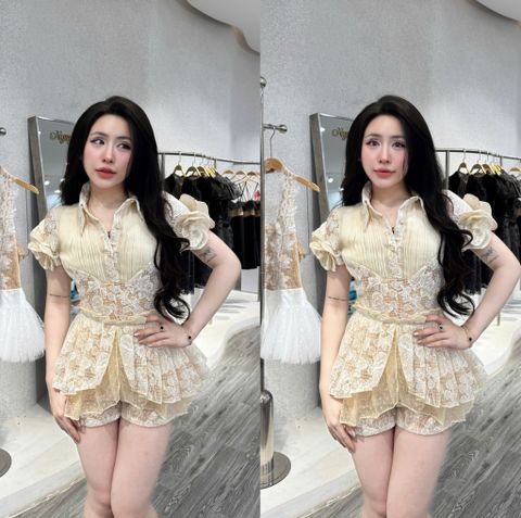 Jum Ren Phối Tơ Cổ Sơ Mi Thanh Lịch (W60)
