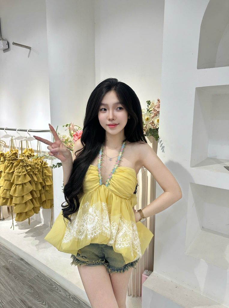 Áo babydoll voan ren xòe bồng (Q26)