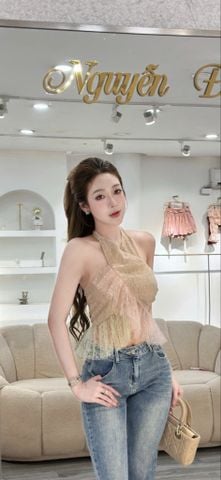 Áo cổ yếm phối voan bèo tầng (R41)