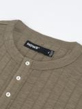  HOWS? FITTED LONG SLEEVE HENLEY T-SHIRT / MOSS 