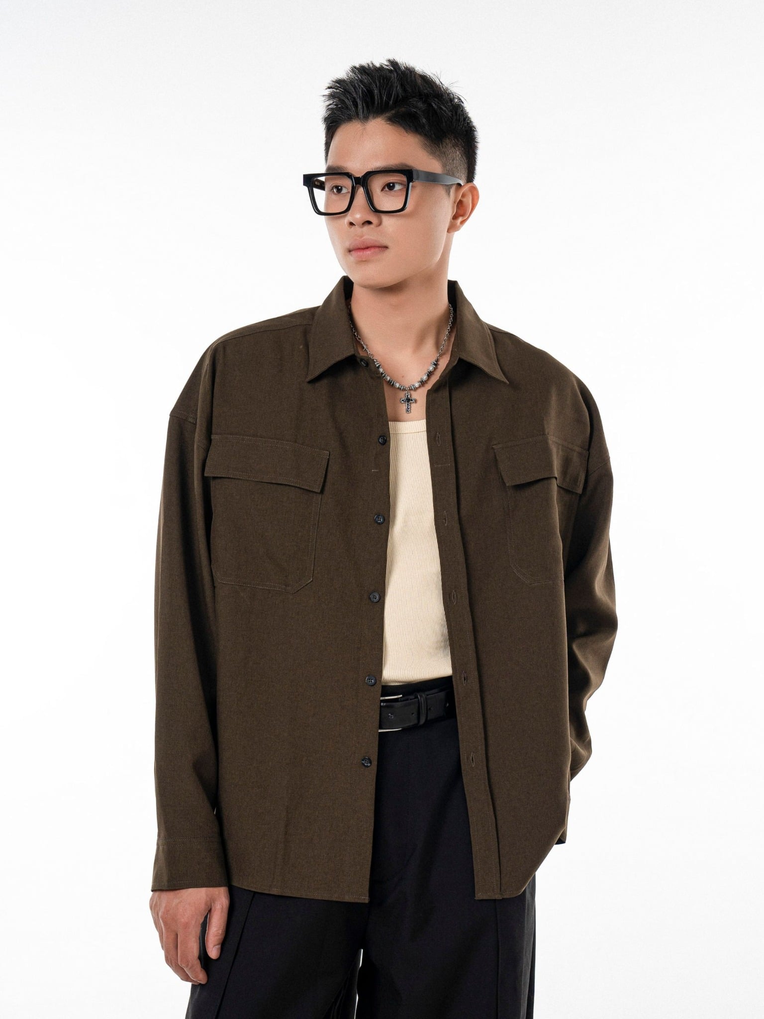  HOWS® ESSENTIAL RELAXED SHIRT / BROWN 