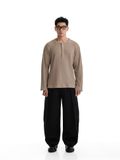  HOWS? WAFFLE LONG SLEEVE HENLEY / CAMEL 