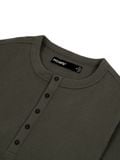  HOWS? WAFFLE LONG SLEEVE HENLEY / DARK MOSS 