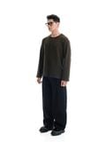  HOWS® WAFFLE LONG SLEEVE HENLEY / DARK MOSS 