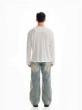  HOWS® FITTED LONG SLEEVE HENLEY T-SHIRT / CREAM 