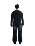  HOWS® WAFFLE LONG SLEEVE HENLEY / BLACK 